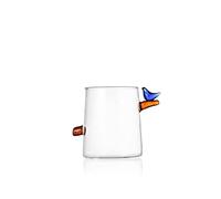 Ichendorf Milano Bicchiere Acqua Uccellino Celeste, Collezione Birds, 32 cl, Vetro Borosilicato, Fatto a Mano