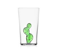 Ichendorf Milano Bicchiere Longdrink Cactus Verde | Collezione Desert Plants | 35 cl | Vetro Borosilicato | Fatto a Mano