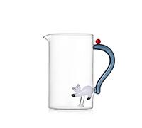 Ichendorf Milano Brocca Gatto, Bianco con Coda Grigia, Collezione Tabby Cat, 150 cl, Vetro Borosilicato, Fatto a Mano