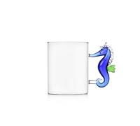 Ichendorf Milano Mug Cavalluccio Marino Pinna Verde, Collezione Marine Garden, 45 cl, Vetro Borosilicato, Fatto a Mano