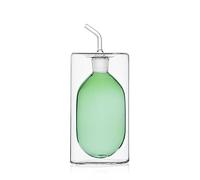 Ichendorf Milano Oliera a Due Pareti Verde | Collezione Cilindro Doppia Parete | 25 cl | Vetro Borosilicato | Fatto a Mano