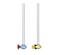 Ichendorf Milano Set di 2 Cannucce Pesci Blu e Ambra più Spazzola | Collezione Marine Garden | H 20 cm | Vetro Borosilicato | Fatto a Mano