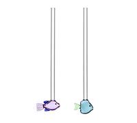 Ichendorf Milano Set di 2 Cannucce Pesci Lilla e Verde più Spazzola | Collezione Marine Garden | H 20 cm | Vetro Borosilicato | Fatto a Mano