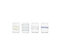 Ichendorf Milano Set di 4 Bicchieri Acqua, Collezione Decò Arlecchino, 30 cl, Vetro Borosilicato, Fatto a Mano