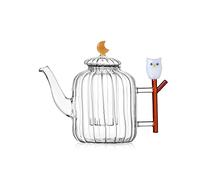 Ichendorf Milano Teiera Gufo, Collezione Animal Farm, Vetro Borosilicato, Fatto a Mano
