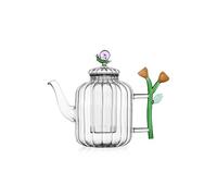 Ichendorf Milano Teiera Ottica, Chioccola e Fiore Ambra, Collezione Botanica, 120 cl, Vetro Borosilicato, Fatto a Mano