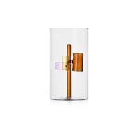 Ichendorf Milano Vaso 3 Candele, Ambra, Collezione Iris, H20 cm, Vetro Borosilicato, Fatto a Mano
