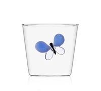 ICHENDORF Pic Nic Tumbler Bicchiere con Farfalla Blu 350ml Vetro Borosilicato