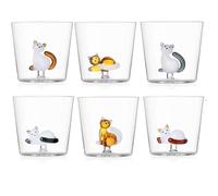 Ichendorf Set 6 bicchieri da acqua in vetro decorato Animali Animal Farm Tabby fantasia gatto