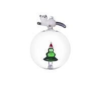 Ichendorf Tabby Cat Christmas Edition Pallina di Natale Gatto e Albero di Natale 10,5cm Vetro Borosilicato