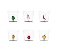 Ichendorf Vegetables Set 6 tumbler in vetro borosilicato, decori assortiti