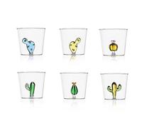 Ichendorf Vetro Set 6 Bicchieri da Acqua Decorati Cactus Desert Plants, 300ml