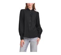 ICHI, ,Blouses & Shirts ,Donna ,Nero ,S Camicia a Maniche Lunghe con Abbottonatura e Collo alla Coreana