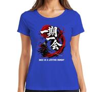 Ichi-go ichi-e Samurai Katana Japan Y2K - Maglietta da donna, Blu, L