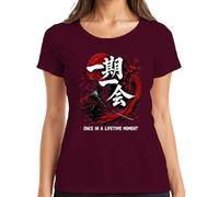 Ichi-go ichi-e Samurai Katana Japan Y2K - Maglietta da donna, bordeaux, M