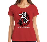 Ichi-go ichi-e Samurai Katana Japan Y2K - Maglietta da donna, Colore: rosso, L