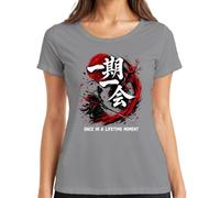 Ichi-go ichi-e Samurai Katana Japan Y2K - Maglietta da donna, grigio., M