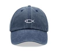 Ichthys Gesù Pesce Simbolo Cappello Baseball Vintage Slavato Unisex Papà A God
