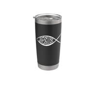 ICHTHYS PESCE GESÙ CRISTO DONNE UOMINI BAMBINI CHRISTIAN Bicchiere termico in acciaio inox doppia parete