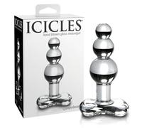 Icicles No. 47 - triplo perline, plug anale in vetro (trasparente)