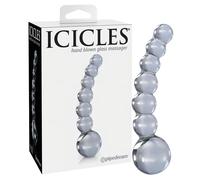 Dildo in Vetro Trasparente Icicles No. 66 - Curvato con Sfere