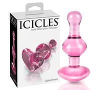 Dildo Anale in Vetro Icicles No. 75 con Cuore - Rosa