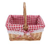 icker Picnic Basket with Removable Liner, Vintage Hand Woven Basket Large Empty Picnic Baskets Picnic Hamper with Folding Woven Handle for Camping Vegetable Picking (Red grid)