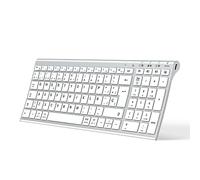iClever BK10 Tastiera Bluetooth senza fili, tastiera QWERTY spagnola di dimensioni compatte, design ergonomico, ricaricabile, compatibile con Mac, iPad, iOS, Android, Windows 8/10/11, connessione