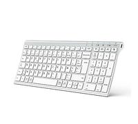 iClever Clavier sans Fil Bluetooth Rechargeable Connecter 1 à 3 appareils AZERTY Mac iPad air Pro Tablet Ordinatore PC iPhone iOS Android Windows Ultra Mince