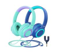 iClever Cuffie per Bambini [2 confezioni] - 85 dBA Safe Volume Limited - Cuffie Wired per Bambini con Splitter Condivisione, Tangle-Free Foldable Stereo Cuffie per tablet