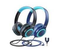 iClever Cuffie per bambini [2 confezioni] - 94 dB Safe Volume Limited - Cuffie Wired per bambini con splitter condivisione, Tangle-Free Foldable Stereo Cuffie per tablet