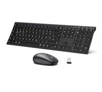 iClever Tastiera Bluetooth con mouse, ricaricabile a doppia modalità USB e Bluetooth tastiera in metallo, ultra sottile, silenziosa, mouse wireless per PC/Tablet/MacOS, layout QWERTZ