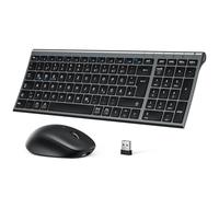 iClever Tastiera Bluetooth con mouse, set di mouse senza fili, doppia modalità ricaricabile (Bluetooth 5.0 + 2.4 G), tastiera wireless, per PC/laptop, layout QWERTZ, grigio