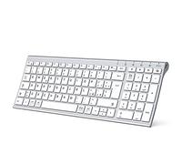 iClever Tastiera Bluetooth, Tastiera Ricaricabile Multi-Dispositivo Bluetooth 5.1con Connessione Stabile per Mac OS, Android, Windows (Silver)