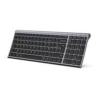 iClever Tastiera Bluetooth, tastiera senza fili multi-dispositivo con 3 canali Bluetooth, USB-C Batteria ricaricabile, AZERTY Francese, Ultra-Sottile per Apple MacOS, iOS, Android, PC, Grigio