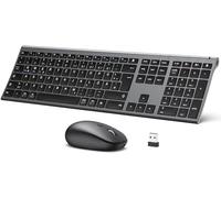iClever Tastiera e Mouse Bluetooth, Doppia Modalità Mouse Tastiera Wireless Ricaricabile (Bluetooth 4.2+2.4G) Senza Fili, Deutsche QWERTZ-Layout, Full-Size, für Mac, Andoid, Windows