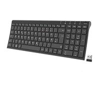 iClever Tastiera senza fili, 2,4 G, tastiera wireless in alluminio, sottile, senza fili, layout tedesco QWERTZ, per computer/desktop/PC/laptop/superfici, Smart TV e Windows 10/8/7/Vista/XP