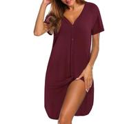 iClosam Camicia da Notte Donna Premaman Cotone Camicia da Notte Parto Ospedale con Bottoni Pigiama Donna maternità Manica Corta Sciolto Confortevole