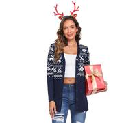 iClosam Cardigan da Donna Natalizio Maglione Natalizio Donna a Maniche Lunghe Cardigan Donna Invernale con Bottoni Cardigan di Natale con Motivo Renne S-XXL