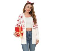 iClosam Cardigan da Donna Natalizio Maglione Natalizio Donna a Maniche Lunghe Cardigan Donna Invernale con Bottoni Cardigan di Natale con Motivo Renne S-XXL