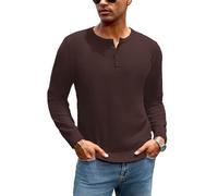 iClosam Maglione da Uomo con Bottoni al Collo Senza Cappuccio, Pullover da Uomo in Maglia dal Design Semplice, Maglioni Classici a Maniche Lunghe per Il Tempo Libero,Marrone,XL