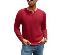 iClosam Maglione da Uomo con Bottoni al Collo Senza Cappuccio, Pullover da Uomo in Maglia dal Design Semplice, Maglioni Classici a Maniche Lunghe per Il Tempo Libero,Rosso datario,XL