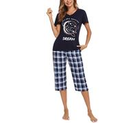 iClosam Pigiama Donna Estivo Cotone a Quadri Pigiama Donna Corto in 2 Pezzi con Pantaloni Corti e Maglietta Scollo V Pigiami Due Pezzi da Donna Comodo e Traspirante S-XXL
