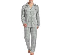 iClosam Pigiama Invernale Uomo Cotone Pigiama da Uomo Quadri o Righe Pigiami Due Pezzi da Uomo Colletto V Pigiama Uomo Lungo con Tasche Laterali Caldo e Morbido S-XXL