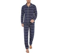 iClosam Pigiama Uomo Invernale a Quadri Pigiama Uomo Cotone con Tasche Laterali Pigiami Due Pezzi da Uomo Manica Lunga Caldo e Morbido Casual per Casa S-XXL