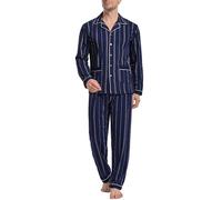 iClosam Pigiama Uomo Invernale a Righe Pigiami Due Pezzi da Uomo Quadri in Cotone Pigiama Uomo Cotone Lungo Colletto V Abbigliamento Casual per la Casa S-XXL