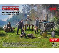 ICM 1/35 FELDKUCKE WWII GERMAN FIELD KITCHEN WITH COOKS KIT ACTION FIGURE