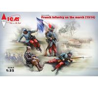 ICM 1/35 FRENCH INFANTRY ON THE MARCH (1914) (4 FIGURES) (NEW MOLDS)