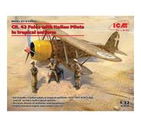 ICM 32025 MODELLO CR. 42 FALCO CON PILOTI ITALIANI IN UNIFORME TROPICALE 1/32