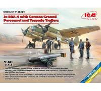 ICM 1/48 JU 88A-4 WITH GERMAN GROUND PERSONNEL AND TORPEDO TRAILERS